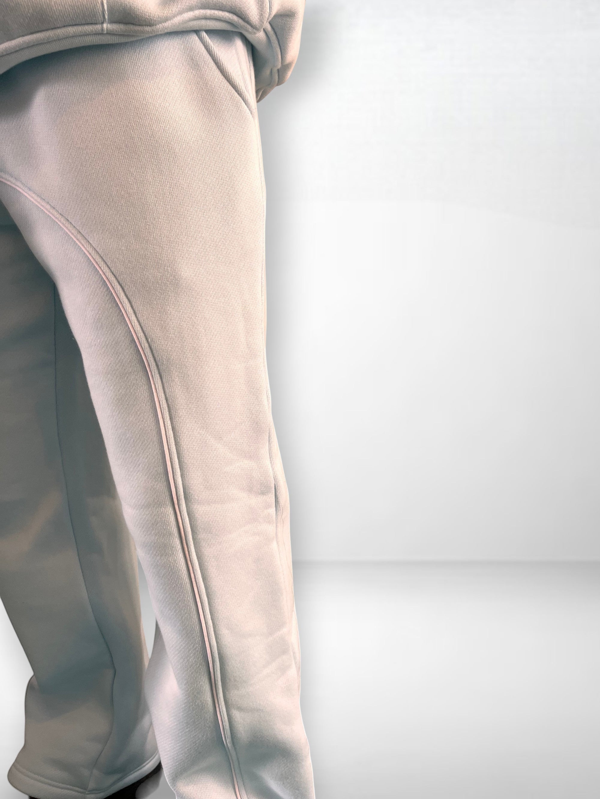 SLAYZ light blue oversized cotton blend jogging suit with contrast stitching and embroidered logo.